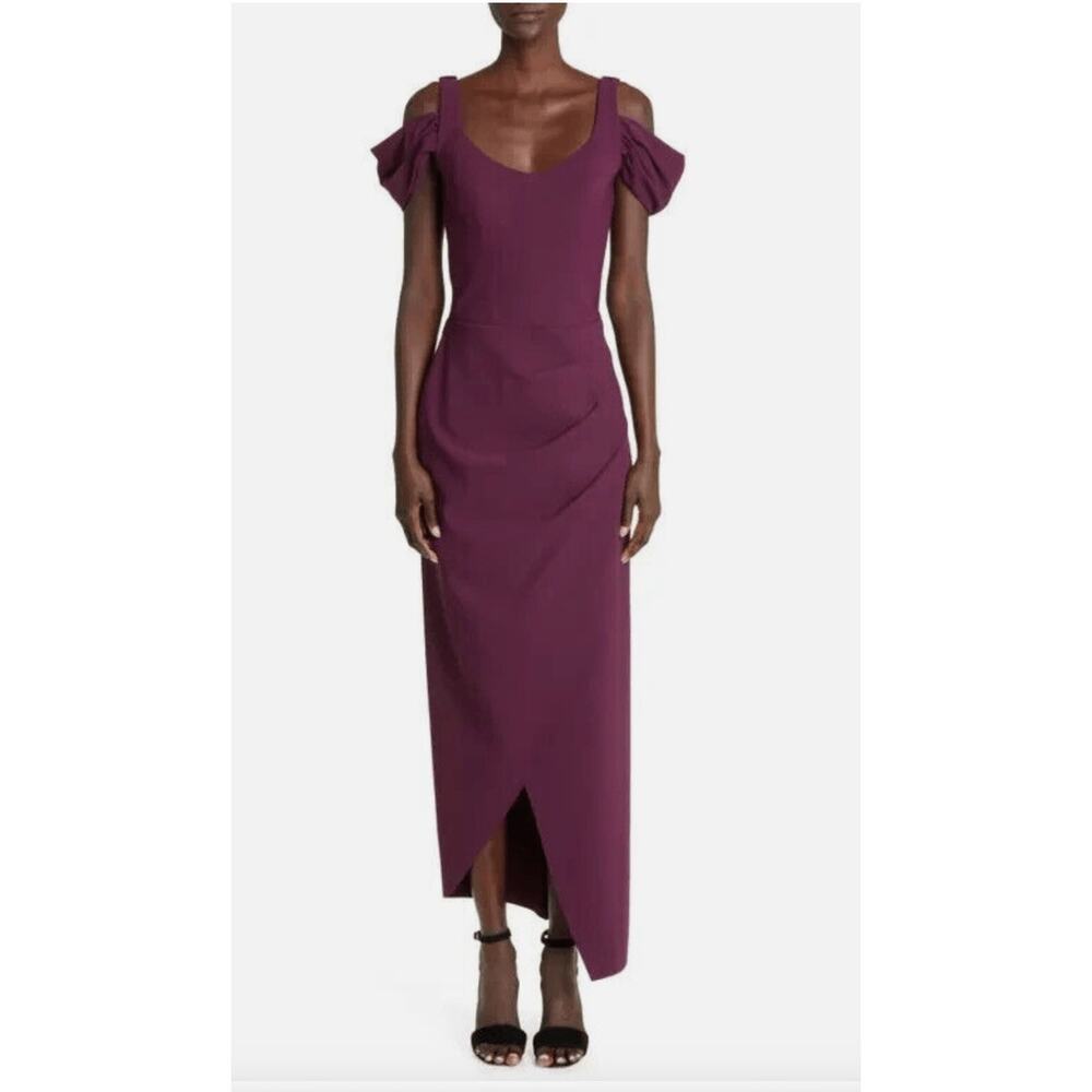 Chiara Boni La Petite Robe Skylar Plum Cold Shoulder Asymmetric Dress 6